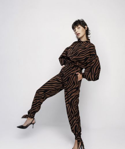 Pantaloni nodo stampa zebra