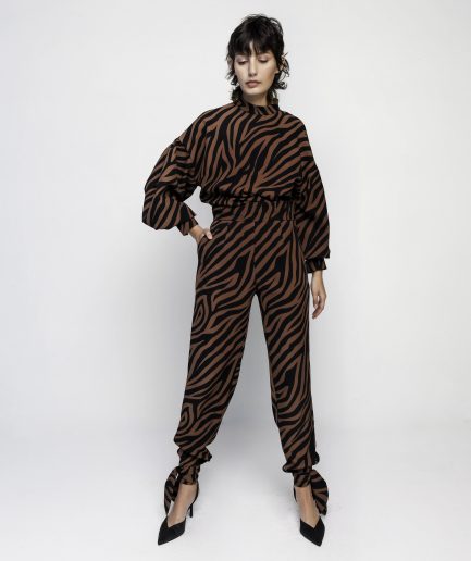Pantaloni nodo stampa zebra