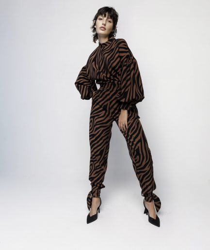 Pantaloni nodo stampa zebra