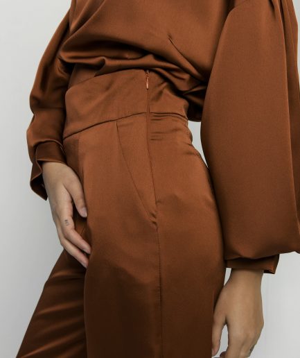 Pantaloni nodo color tabacco