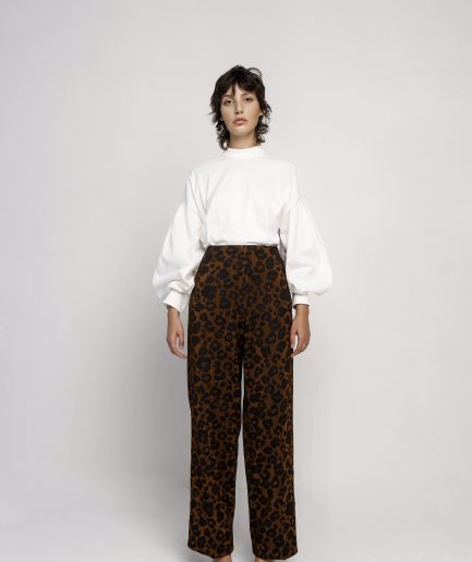 Pantaloni palazzo fantasia animalier