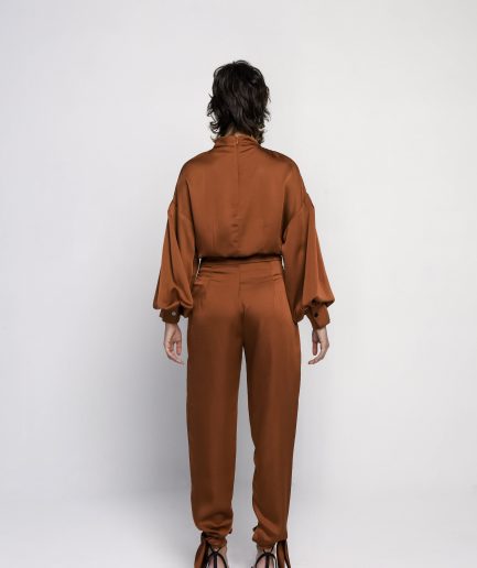 Pantaloni nodo color tabacco