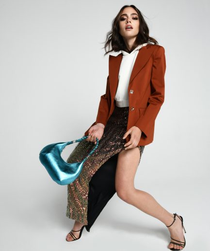 Turquoise vintage baguette bag